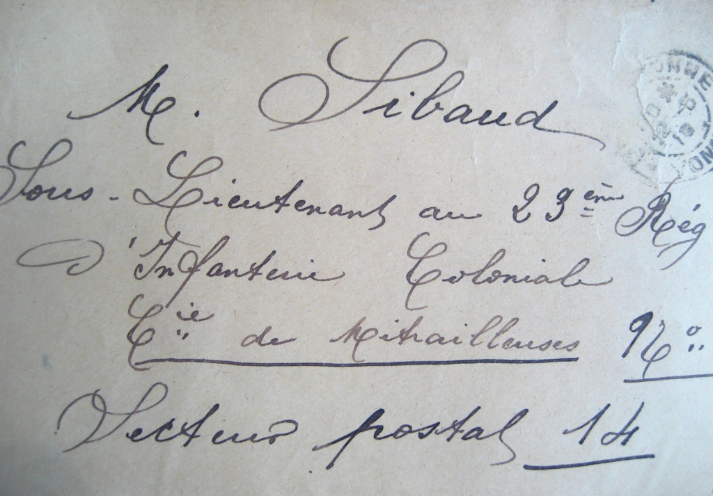 Adresse postale du sous-lieutenant M. Sibaud